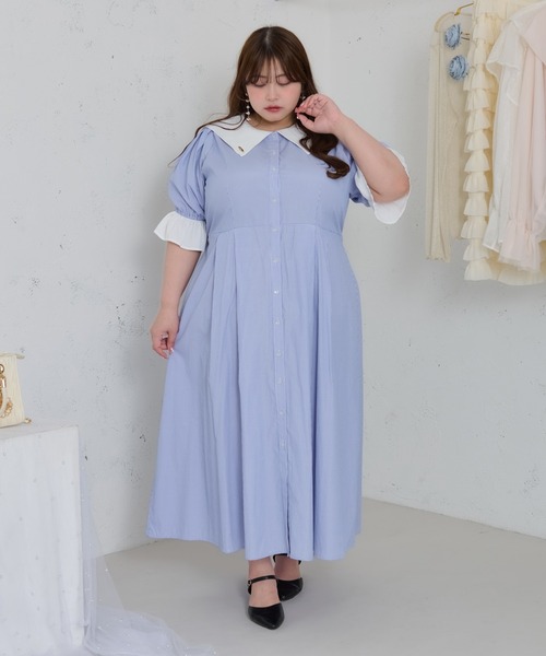 新品未使用　紫 猫の顔 半袖フード付きワンピース 140cm Louiosy ワンピース 「大きいサイズ」プレート付きセーラー