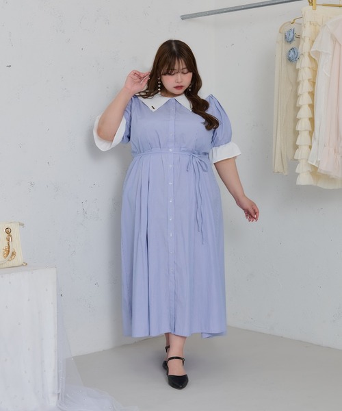 Louiosy ワンピース 「大きいサイズ」プレート付きセーラー