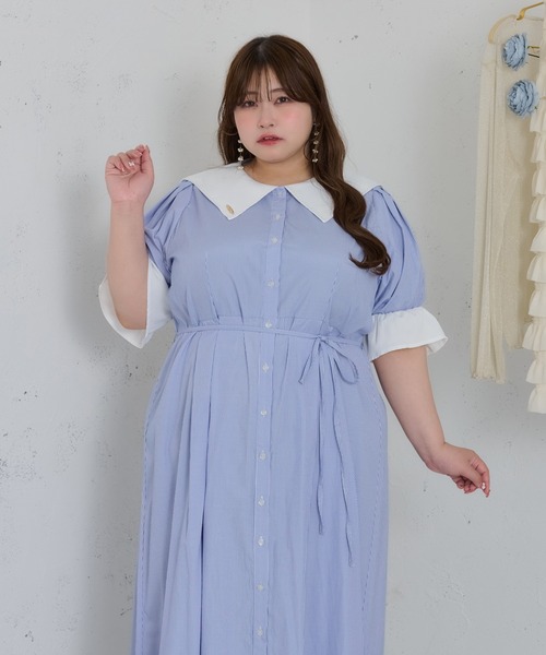 Louiosy ワンピース 「大きいサイズ」プレート付きセーラー