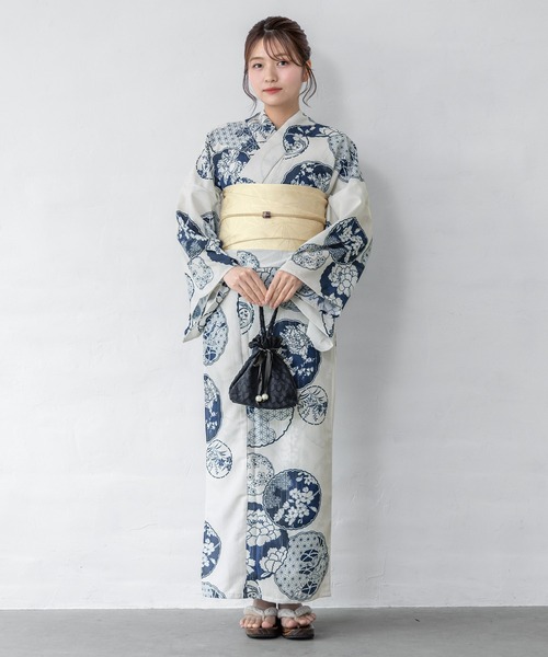 【あおい】ソウビエン florio 浴衣2点セット(浴衣＋帯) セール】【floro by SOUBIEN】浴衣2点セット （浴衣＋半幅帯