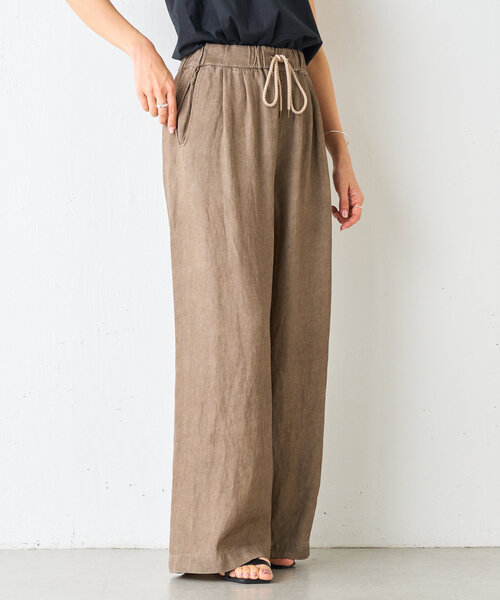 BEARDSLEY レザー調バギーパンツ美品 BEARDSLEY パンツ 「15 quinze」リネンレーヨンバギーパンツ