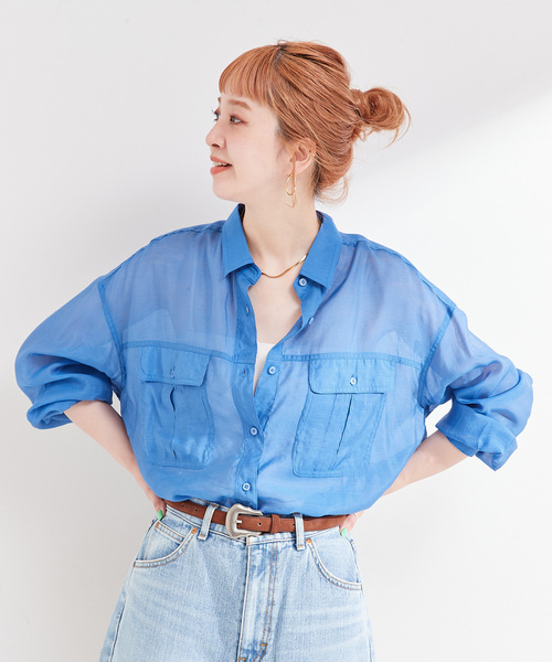 B.C STOCK ブラウス シャツ 「追加」手洗い可 / シアーパチポケ
