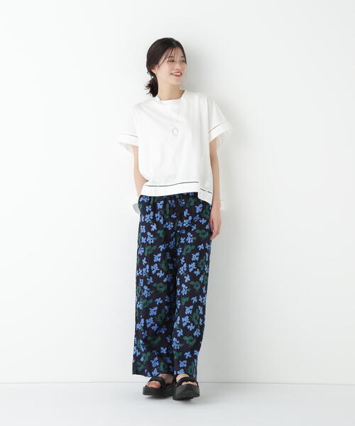パンツ インドドビーリーフプリントイージーセミワイドパンツ レディース_15