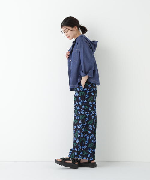 パンツ インドドビーリーフプリントイージーセミワイドパンツ レディース_16