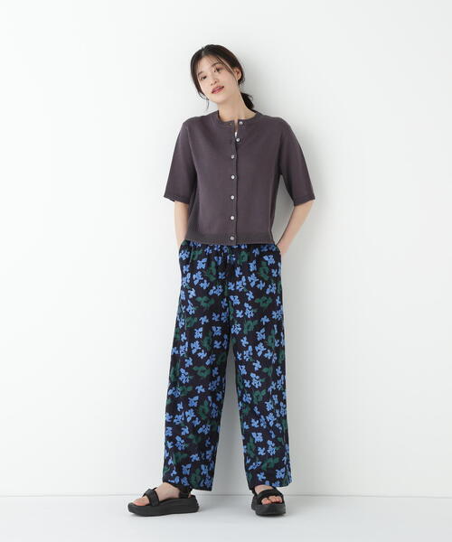 パンツ インドドビーリーフプリントイージーセミワイドパンツ レディース_17