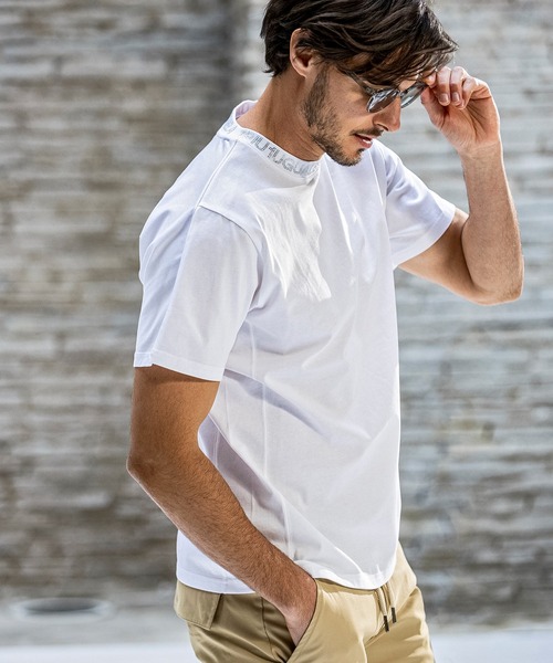 【1PIU1UGUALE3 RELAX】ネック ロゴ 半袖 Tシャツ 1PIU1UGUALE3 RELAX tシャツ RELAX(ウノピゥウノウグァーレトレ