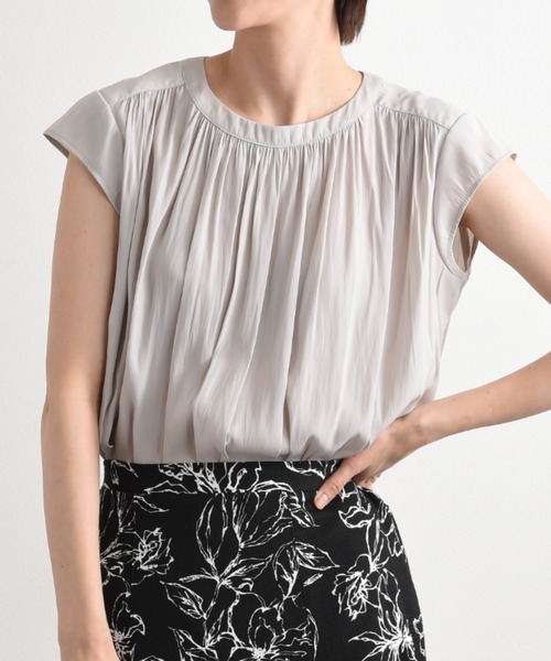 「INTERPLANET」 半袖ブラウス FREE グレイッシュベージュ レディース_画像5