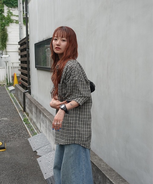 ブラウス シャツ VintageハーフスリーブチェックSH レディース TEEN BOOP ブラウス シャツ VintageハーフスリーブチェックSH