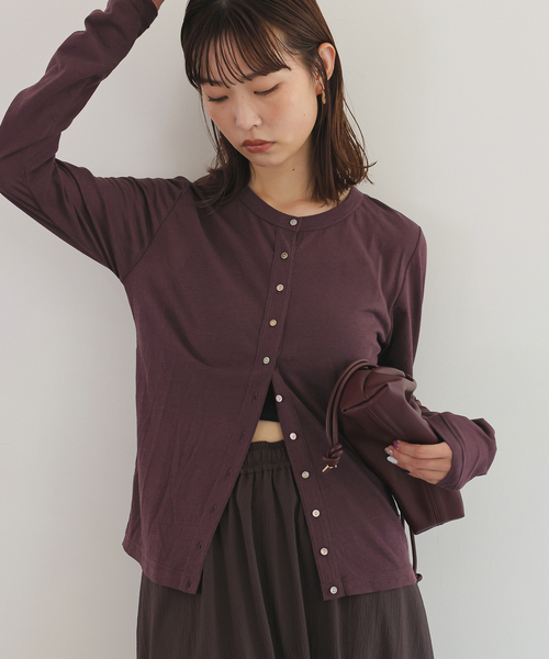 tシャツ シアー天竺 クルーネックカーディガン レディース