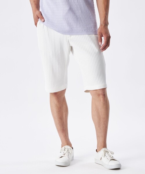 EPOCA UOMO エポカ　ハーフパンツ　 サイズ50 ホワイト　美品 EPOCA UOMO（エポカ ウォモ） パンツ アセテートニットショートパンツ