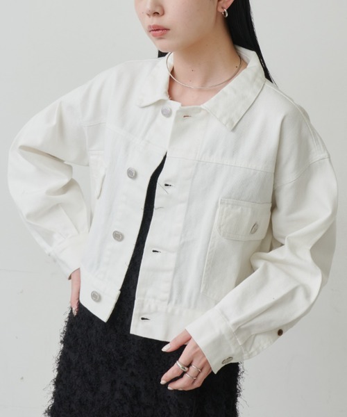 「Aunt Marie's」 デニムジャケット SMALL ホワイト レディース