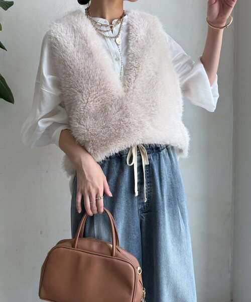 DouDou（ドゥドゥ） ベスト ジレ サイドスナップフェイクカシミヤ