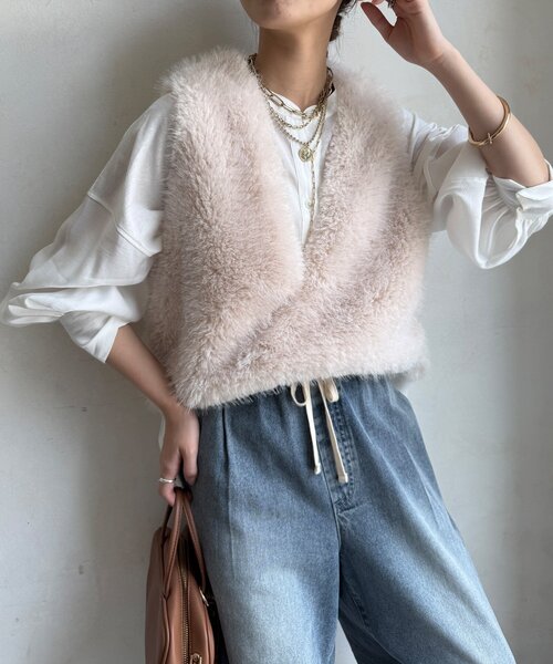 DouDou（ドゥドゥ） ベスト ジレ サイドスナップフェイクカシミヤ