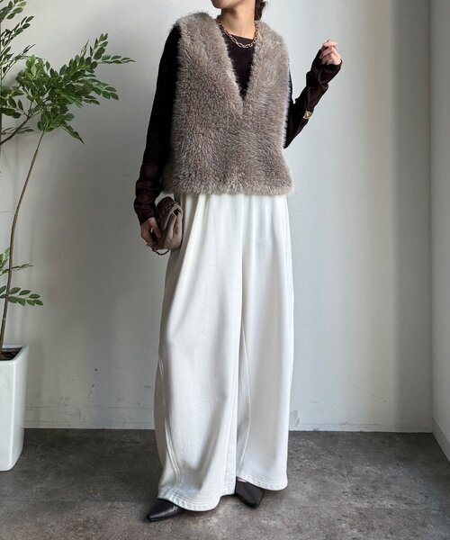 DouDou（ドゥドゥ） ベスト ジレ サイドスナップフェイクカシミヤ