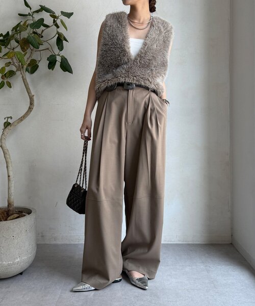 DouDou（ドゥドゥ） ベスト ジレ サイドスナップフェイクカシミヤ