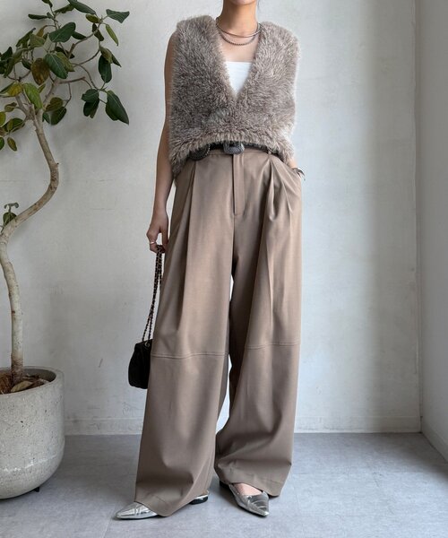 DouDou（ドゥドゥ） ベスト ジレ サイドスナップフェイクカシミヤ