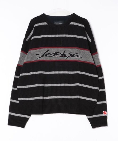セーター ニット Tenga x Y.E.S Stripe Knit Pullover Black メンズ レディース