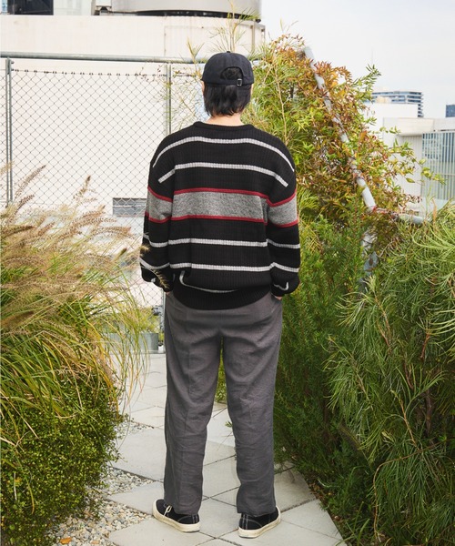 セーター ニット Tenga x Y.E.S Stripe Knit Pullover Black メンズ レディース