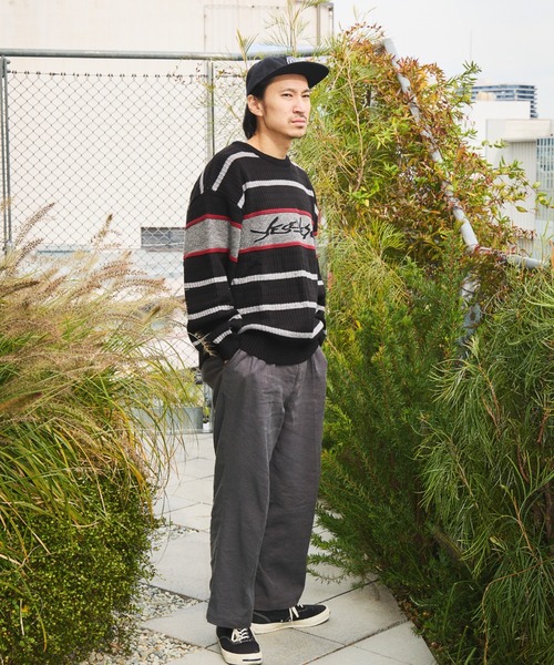 セーター ニット Tenga x Y.E.S Stripe Knit Pullover Black メンズ レディース
