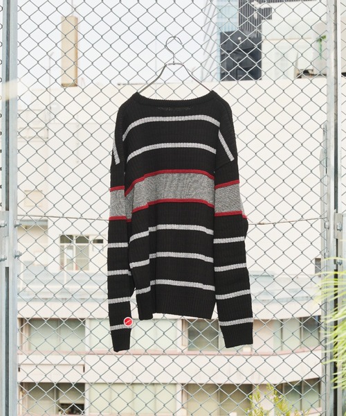 セーター ニット Tenga x Y.E.S Stripe Knit Pullover Black メンズ レディース
