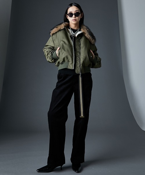 GEVS.（ジェイヴィス） ブルゾン アウター フェイクファーカラーMA-1