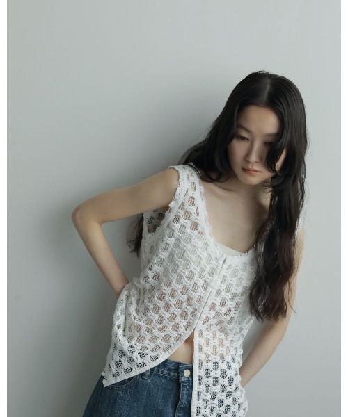 anuke＊トップス anuke（アンヌーク） tシャツ Lace Sleeveless Tops レディース
