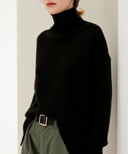 cammie ニット セーター モヘアタッチハイネックニット レディース