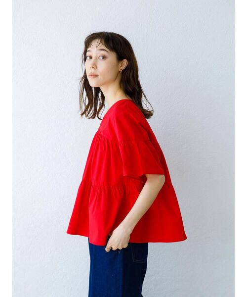 「koe」 半袖ブラウス FREE レッド レディース_画像8