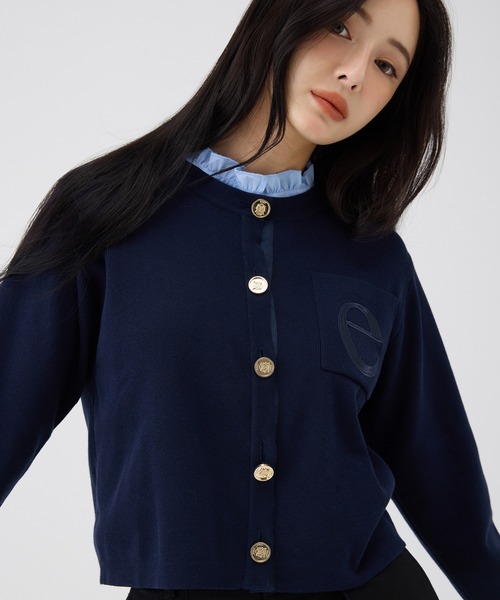 EIMY ISTOIRE Attached collar ニットジャケット Attached collar ニットジャケット（ノーカラージャケット）｜EIMY