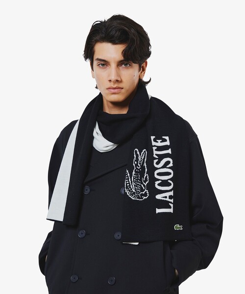 LACOSTE（ラコステ） マフラー ウールブレンド ワニロゴジャカード