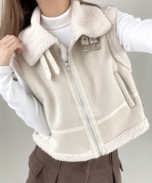 Riff（リフ） ベスト ジレ ムートンボアベスト レディース : ZOZOTOWN