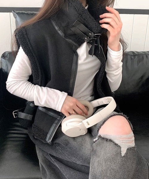 Riff（リフ） ベスト ジレ ムートンボアベスト レディース : ZOZOTOWN