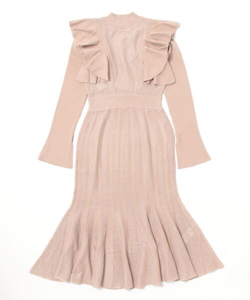 「FRAY I.D」 ニットワンピース FREE ピンクベージュ レディース_画像2