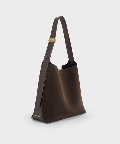 CHARLES & KEITH ブラウン バッグ Chocolate Lyla Tubular Slouchy Tote Bag - Chocolate - Bags