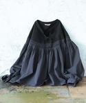 ブラウス シャツ 黒を味わう切り替えブラウス ...の詳細画像4