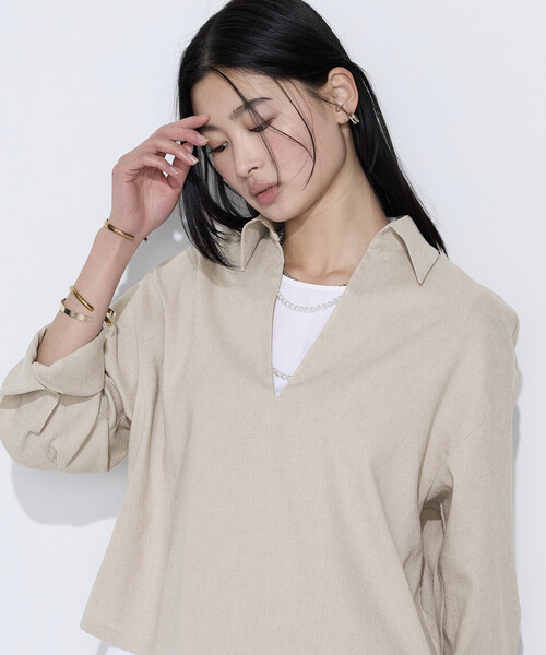 tシャツ トリアセスラブストレッチ アンサンブルプルオーバー レディースの画像