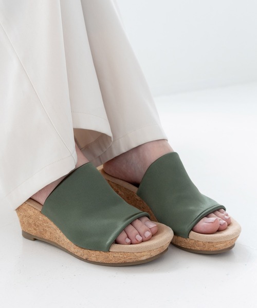 SESTO（セスト） サンダル 夏 ミュール ストレッチサテン 軽量ウェッジ