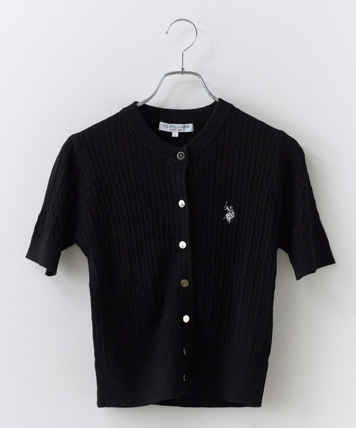 U.S. POLO ASSN.（ユーエスポロアッスン） カーディガン 半袖 ケーブル