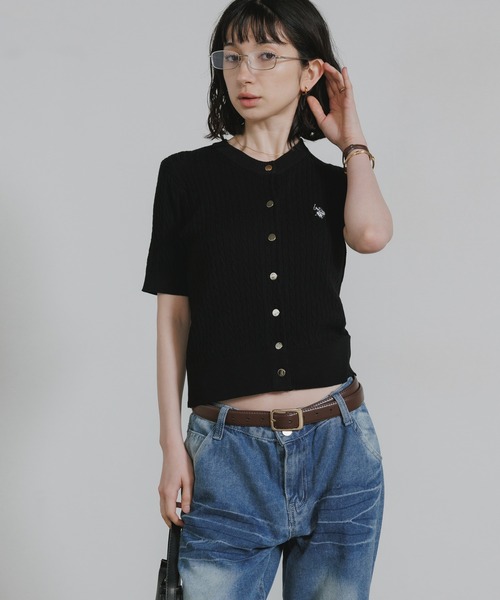 U.S. POLO ASSN.（ユーエスポロアッスン） カーディガン 半袖 ケーブル