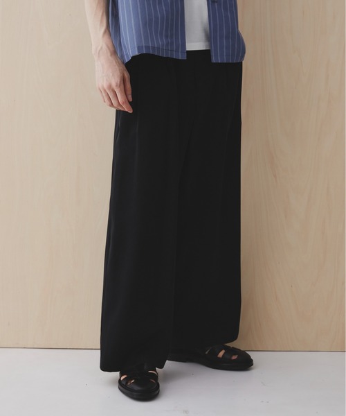 スラックス サテンフィブリルイージースラックス /ワイド/ルーズ/夏服/タック/キュプラ/吸湿性 メンズ