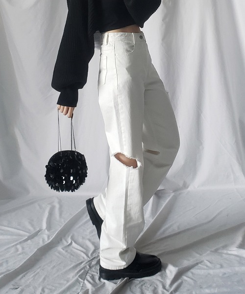 「me+em select」 デニムパンツ SMALL ブルー レディース_画像5