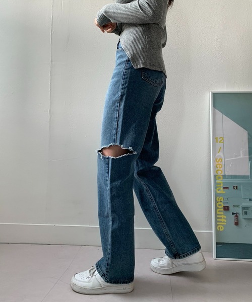 「me+em select」 デニムパンツ SMALL ブルー レディース_画像8