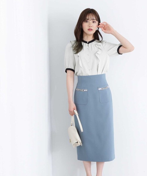 「PROPORTION BODY DRESSING」 半袖ブラウス MEDIUM グレー レディース_画像4