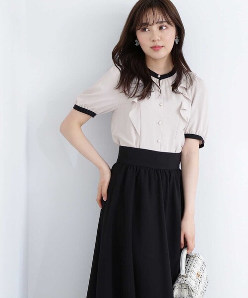 「PROPORTION BODY DRESSING」 半袖ブラウス MEDIUM グレー レディース_画像7