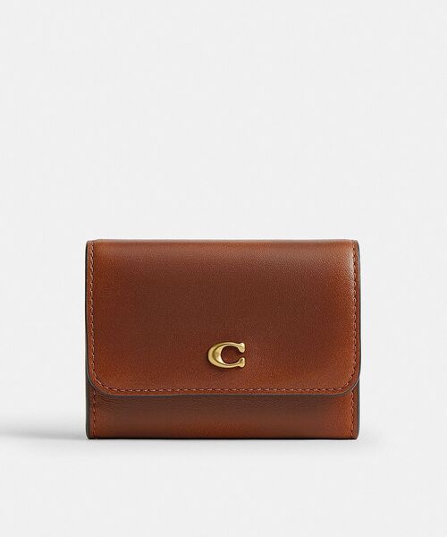 COACH コーチ レザー ドキュメントケース ブラウン COACH（コーチ） 財布 エッセンシャル フラップ カード ケース・ラブド