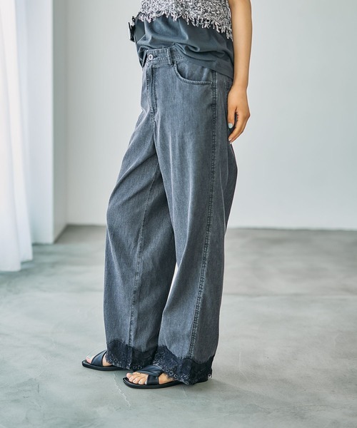 「LEPSIM」 デニムパンツ MEDIUM チャコールグレー レディース_画像3