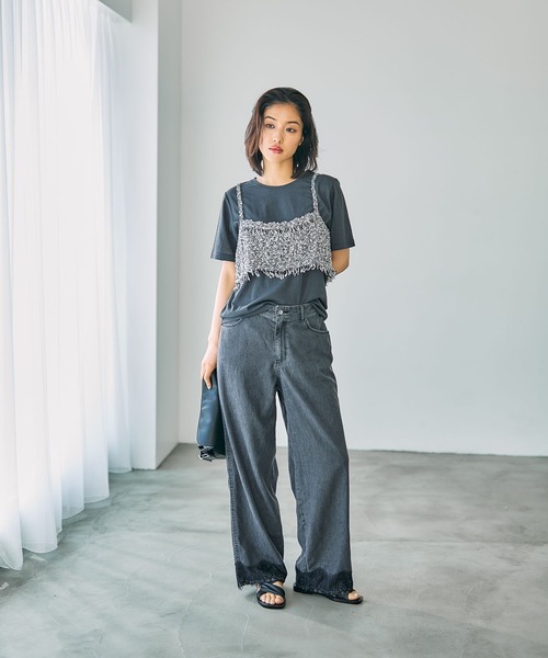 「LEPSIM」 デニムパンツ MEDIUM チャコールグレー レディース_画像6