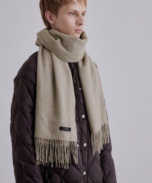 美品◎THOM BROWNE ケーブル編み マフラー 大判 グレー tk.TAKEO KIKUCHI（ティーケータケオキクチ） 大判 マフラー 「TAION
