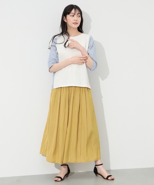 BEAMS HEART tシャツ ワッフル × ストライプ プルオーバー