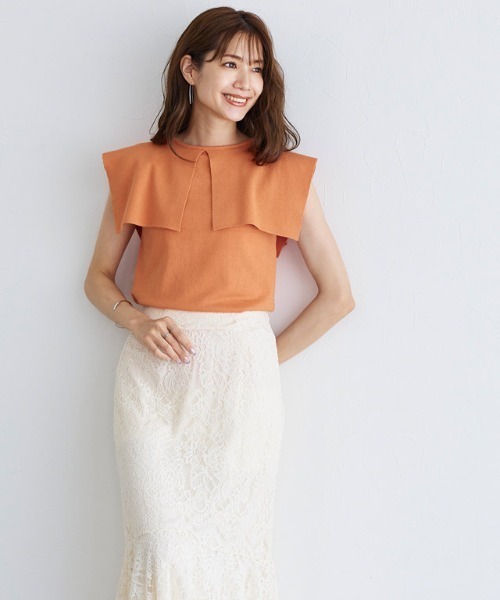 【未使用/定価1.7万】リジエールLisiere*サテンノースリーブブラウス*FイエローL’Appartement Col Pierrot(33-2404-356)【21E42】 Lisiere 【未使用/定価1.7万】リジエールLisiere*サテン